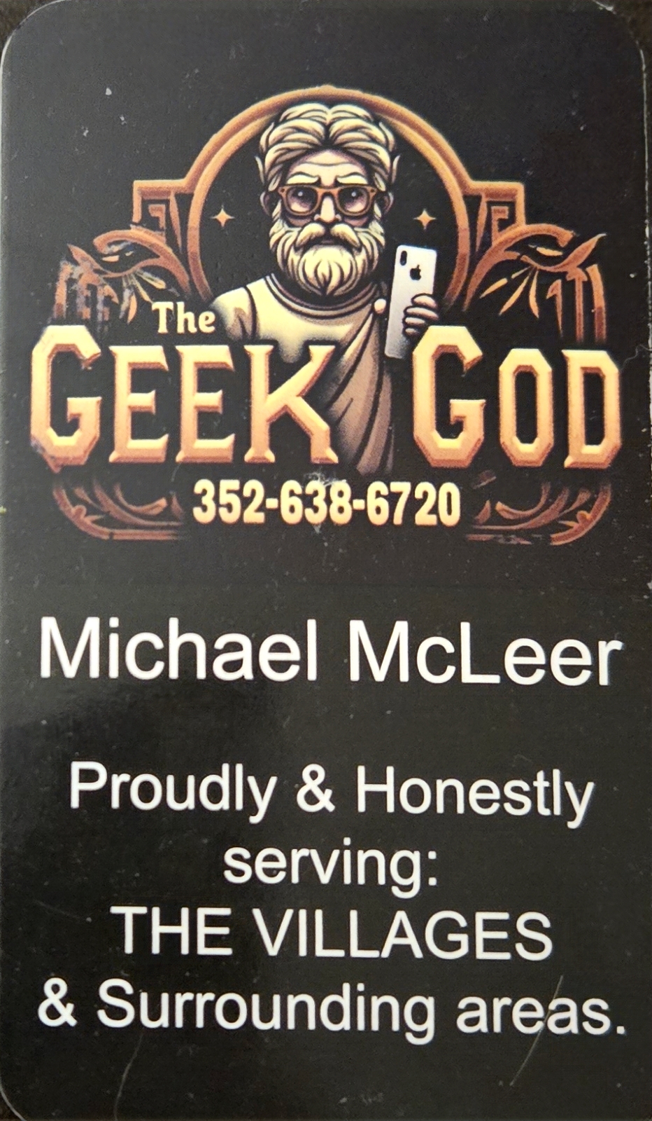 The Geek God business card (reverse)